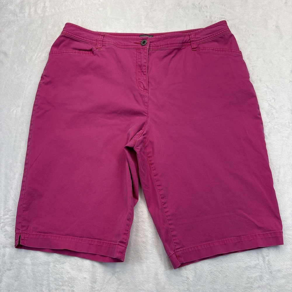 Additions by Chicos Pink Bermuda Shorts Sz 2 Short Magenta Chino Stretch